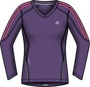 Adidas Damen lang&auml;rmliges Shirt Response V-neck, power purple s12/ultra pop s12/light onix, 34, X20370