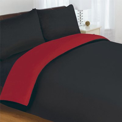 Reversible Duvet Cover Set, Red/Black, Double