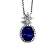 18K White Gold Tanzanite and Diamond Pendant