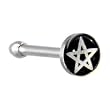 Surgical Steel Black and White Pentagram Star Logo Nose Ring