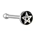 Surgical Steel Black and White Pentagram Star Logo Nose Ring