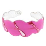 Sterling Silver 925 PINK SCALLOPED No. 5 Hand Painted Toe Ring