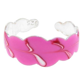 Sterling Silver 925 PINK SCALLOPED No. 5 Hand Painted Toe Ring