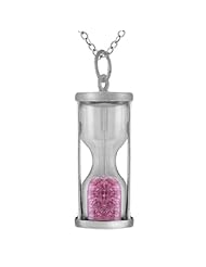 Sterling Silver Hourglass Pendant With 0.75 Ct Natural Gemstone Dust 18" Chain