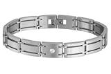 Interlocking Stainless Steel Bracelet With Cubic Zirconia Stones