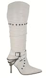 D1708 Ladies Chain High Heel Boots (3 Colours)