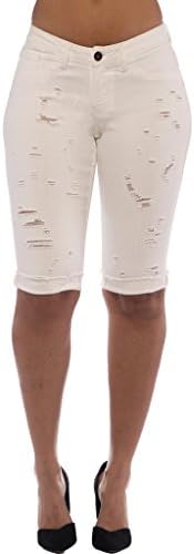 PZI Jeans Women'S CAMILLA WHITE DISTRESSED BERMUDA SHORT 12 WHITE