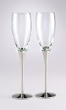 Personalized Glass Flutes with Crystals with Free Engraving and Shipping