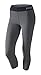 Nike Women's Pro Cool Capris, Dark Grey/Heather/Black, SM