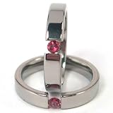 New 4mm Titanium Tension Set Ring, Garnet Gemstone, Free Sizing 4.5-11