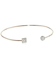 Kismet by Milka Square and Circle White Diamond Bangle Bracelet, 2.36"