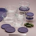 Pyrex Storage 18-Piece Round Set, Clear with Blue Lids