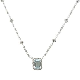 Buy 10k White Gold Aquamarine and Diamond Necklace (1 7 cttw, I Color, I2-I3 Clarity), 17 by Amazon.com Collection