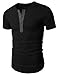 Doublju Mens Fashion Henley Short Sleeve Slim Fit Shirts