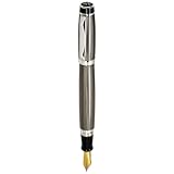 Waterford Kilbarry Fountain Pen with Medium Nib, Black Guilloche Transparent Lacquer Finish with Platinum-Plated Accents (WF/450/GBK)