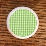 BRIGHT LIME GINGHAM DRAWER PULLS KNOBS
