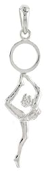 Sterling Silver Flawless Quality Gymnast Pendant, 1 9/16" (40mm) tall