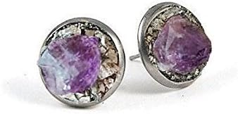Amethyst Pyrite Stud Earrings