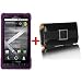 Amzer Silicone Skin Jelly Case Leather Pouch Combo Purple For Verizon Motorola Droid X Mb810