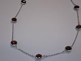 14K White Gold 16 Cable Chain Color-by-the-Yard Necklace, Set with Checker Board Garnet Stones.