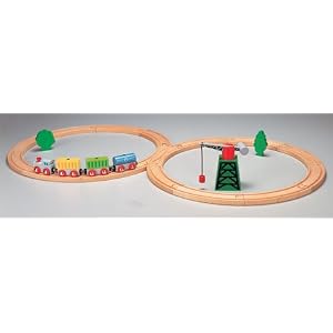 Nuchi Wooden Railway 22-piece Figure 8 Train Set with Crane by 