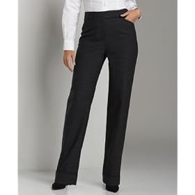 AK Anne Klein Petite Boot-Leg Extended-Tab Checked Pants