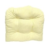 Wicker Patio Furniture Chair Cushion - Timeless Ticking Stripe Canary by Southern Home Accents