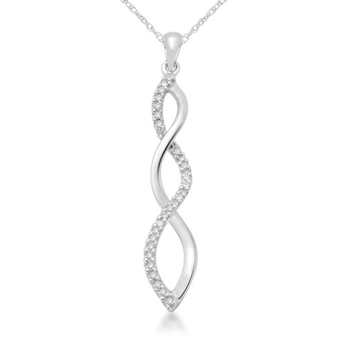 14k White Gold Diamond Twist Pendant (1 10 cttw - H-I Color - I1-I2 Clarity) - 18