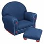KidKraft Upholstered Rocker with Ottoman Denim