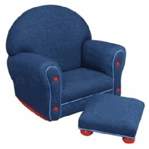 KidKraft Upholstered Rocker with Ottoman Denim