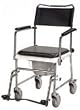 Commode With Portable Upholstered Wheeled Drop Arm Commode