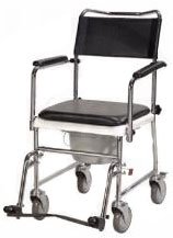 Commode With Portable Upholstered Wheeled Drop Arm Commode