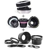 Lensbaby Composer for Sony alpha Mount - with Lensbaby Optic Box Set Bundle for Composer, Muse, & Control Freak - Lensbaby Accessory Kit Bundle with 0.6X Wide Angle / 1.6X Telephoto Macro Kit, & Creative Aperture Kit