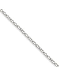 14k White Gold 3.5mm Solid Double Link Charm Bracelet, Best Quality Free Gift Box Satisfaction Guaranteed