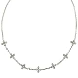 Sterling Silver Cubic Zirconia Floral-Motif Necklace by Charles Winston, 18"