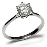 Stainless Steel Prong Set Solitaire Round CZ Ring
