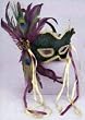 Venetian Green Velvet 1/2 Mask with Feathers