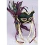Venetian Green Velvet 1/2 Mask with Feathers