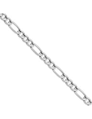7.00 mm Solid 14K White Gold High Polish Classic 3 + 1 Figaro Link Chain Necklace 18" - 30" Available