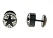 Black Anodized Stainless Steel Fake Plug With Crystals - White with Black Star Design - 16G Ear Wire - 00G (10mm) Design - Sold as a Pair Black Anodized Stainless Steel Fake Plug With Crystals - White with Black Star Design - 16G Ear Wire - 00G (10mm) Design - Sold as a Pair