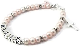 Baby Bracelet, Baby Jewelry, Baby Name Bracelet, Baptism Bracelet, Baby Girl Jewelry, Christening Bracelet, First Communion