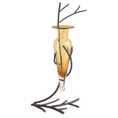 Twig Metal Stand Glass Vase Amber Recycled Twigs Stand Wrought Iron