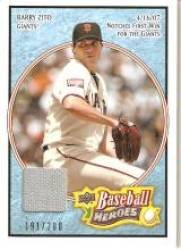 2008 Upper Deck Heroes Jersey Light Blue #148 Barry Zito - San Francisco Giants (Serial #'d to 200) (Baseball Cards)