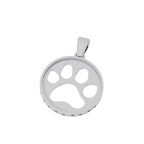 Bark Avenue Jewelers- Cut Out Paw Print Pendant 14 Karat White Gold - Medium