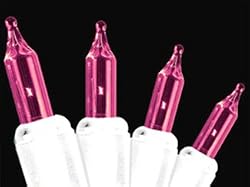 Set of 50 Pink Mini Christmas Lights - White Wire