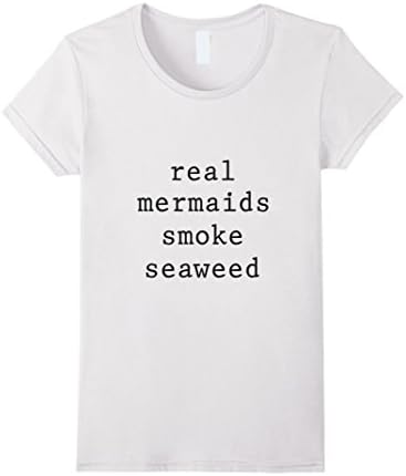 Women's Real Mermaids Smoke Seaweed T-Shirt Large White