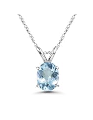 2.25 Cts of 10x8 mm AA Oval Aquamarine Solitaire Pendant in 14K White Gold