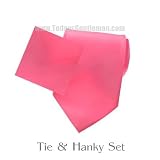  : New Mens Solid Hot Pink Tie Necktie Hanky Set