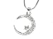 Celestial Crescent Moon and Star Charm Necklace COVERED in Crystals Silver Tone