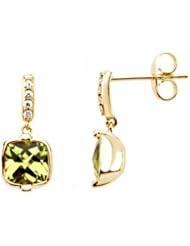 Checkerboard Peridot & Diamond Earrings